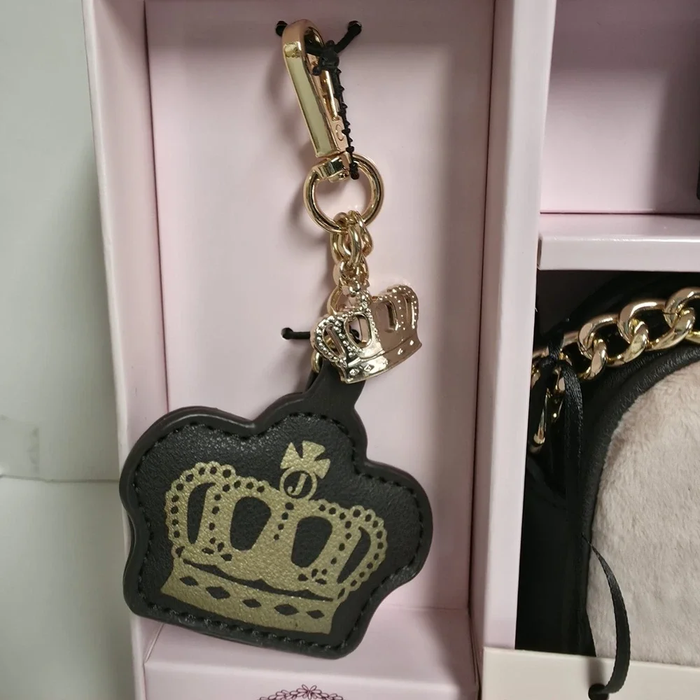 New Juicy Couture Heritage Crossbody W/ Strap & Card Case Black Gift Set Y2K